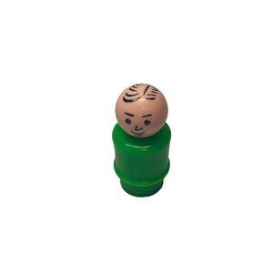 Vintage Fisher Price Little People GREEN BODY DAD MAN Stamped Hair All Plastic